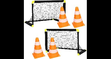 Sportx Voetbal set - 2x goals met 4x oranje pionnen - 26 cm
