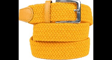 Suitable Geweven Riem Geel - Maat 85 - Dames en Heren - Elastisch gevlochten stretch riem - 3,5cm breed - Riem gevlochten