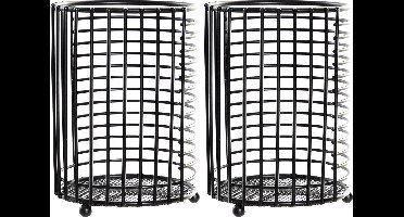 Items keukengerei houder - 2x - zwart - D12 x H16 cm - metaal