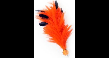 Verenpluim oranje 30 cm buigbaar met speld en clip
