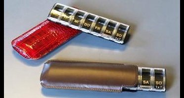 Adhome Zwarte medicijnendoos NL luxemodel in donker bruin leer -