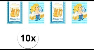 Oktoberfest - 10x Oktoberfest/bierfeest vlaggenlijnen/slingers rechthoekig 10 meter - Feestartikelen versiering