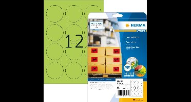 Herma printeretiketten Neon labels A4 Ø 60 mm round luminous green paper matt 240 pcs.