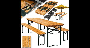 FurnStar - Tuintafel met banken opklapbare tafelset - 170 x 46 x 75 cm - 2 x borrelbanken 1 x tafel - tafelstoelenset hout - 12-delige vloerbeschermer - set 3-delige drink