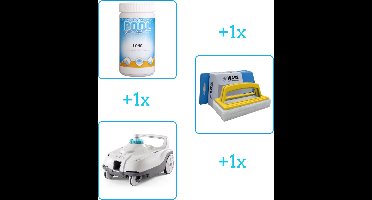 Zwembad Onderhoudsbundel - Zwembad Onderhoud Starterspakket bevat Chloor - Scrubborstel en Stofzuiger - Ideaal voor grote Zwembaden (3-delig)