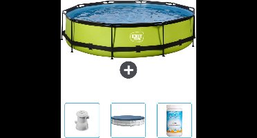 EXIT Rond Lime Frame Zwembad - 360 x 76 cm - Inclusief Pomp - Afdekzeil - Chloor - Nu extra voordelig