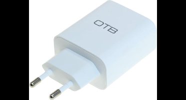 USB thuislader met 2 poorten - recht - 2,4A / wit