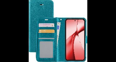 Hoesje - Met Pasjeshouder - Geschikt voor OnePlus Nord CE4 - Luxe Bookcase Portemonee - Flip Case - Kunstleer Book Case - Flipcase - Book Cover - Walletcase - Portemonneehoes - Turquoise