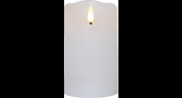 Star Trading pilaarkaars Flamme Rustic, waskaars, wit, timer, LED, warm wit, 12,5 cm