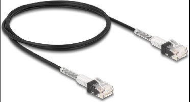 Delock RJ45 Network Cable with double bend protection Cat.6A UTP Slim 1 m black