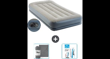 Intex Luchtbed - 1-Persoons - 99 x 191x 30 cm - Grijs - Inclusief pomp - Hoeslaken en Reparatieset