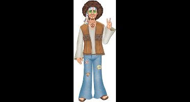 Hippie man Deco karton 94cm - Thema party 70s and 80s party festival evenement fun