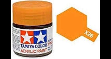 Tamiya Hobbyverf Acrylverf - X-26 Orange Clear - Gloss - Acryl - Verf potje - 10 ml