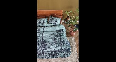 At Home by BeddingHouse Tour du Monde dekbedovertrek - Lits-Jumeaux - 240x200/220 - Blauw Groen