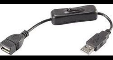 Renkforce RF-3322982 USB-kabel USB 2.0 USB-A stekker, USB-A bus 0.25 m Zwart Incl. aan/uitschakelaar, Vergulde steekcon