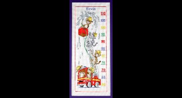 Pako Borduurpakket - telpatroon met code kaart - Groeimeter katten brandweer -223.761 - voorgesorteerdgaren - Aida - 22 x 59 cm - DIY kit