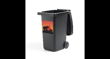 Container sticker Baby olifant illustratie - Een silhouet illustratie van een moeder en baby olifant Klikosticker - 40x40 cm - kliko sticker - weerbestendige containersticker