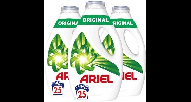 Ariel Vloeibaar Wasmiddel Original 25 Wasbeurten - 3 x 1,125 liter - Voordeelverpakking