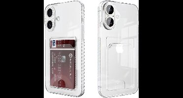 Hoesje Geschikt voor iPhone 17 hoesje met pasjeshouder transparant Shock proof case met Kaarthouder - iPhone 17 hoesje transparant - iPhone 17 pasjeshouder hoesje - Kaarthouder - Hoesje