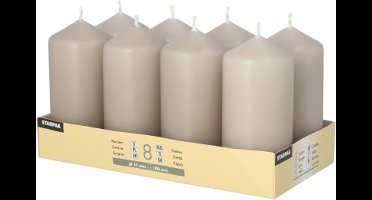 8 Stompkaarsen Ø 47 mm · 100 mm greige