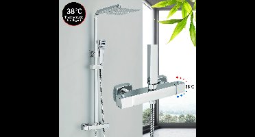 Douchekraan – Douchekraan Thermostaat – Mengkraan – Douche Systeem – Douche Set – Thermostatisch – RVS – Ultra Slank 10 Inch Waterval