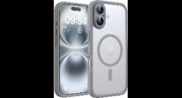 Hoesje Geschikt voor iPhone 16 Plus Hoesje Grijs - Hoesje Geschikt voor MagSafe iPhone 16 Plus - Shockproof Back Cover met Lens beschermer