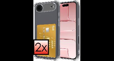 Hoesje - 2 Stuks - Geschikt voor Apple iPhone Air - Met Pashouder en Kaarthouder - Telefoon Hoes Shockproof - Siliconen Case - Back Cover - Shock Proof - Pasjes Houder - Transparant