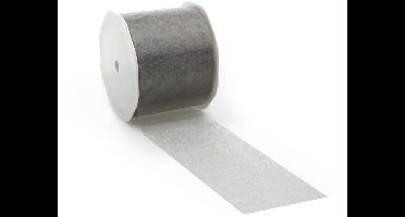 Taupe voile lint voor stijlvolle decoraties en creatief gebruik - 70 mm / 25 mtr.