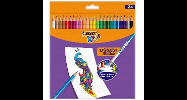 BIC Kids Evolution Illusion Kleurpotloden - 24 kleuren, uitwisbaar