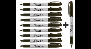 Sharpie Fine Markers Zwart - Set van 10 (9+1 Gratis)