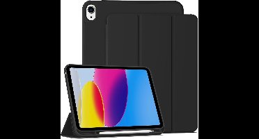 Hoes geschikt voor iPad A16 hoes - ipad 2025 hoes Zwart - iPad (A16) 11th/10th Generation Case(2025/2022) met pencil houder - Smart bookcase