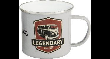 VW T1 Bus Emaille Mok 500ml - Legendary/lichtgrijs