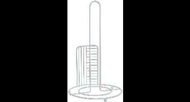 Excellent Houseware Keukenrolhouder - chrome metaal - wit - 18 x 31 cm