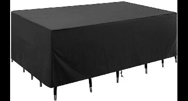 Hoppa! - Tuinmeubelhoes - 213*132*74 cm - Zwart - 420D UV-bestendig, Zilver gecoate Oxford-stof