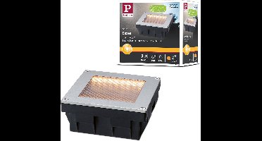 Solar LED-grondinbouwlamp Sorea Schemerings-sensor IP67 hoekig 100x100 mm 2200K 0,1W 5lm 3,7V Staal geborsteld ABS, Polycarbonaat, edelstaal
