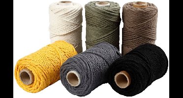 Creativ Company macramé koord multicolor 6x198m gerecycled katoen.