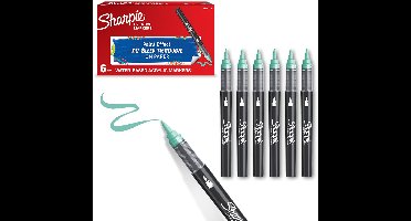 Sharpie Creative Marker Acrylverfmarkers | Brushtip | Verfmarkers op waterbasis | Inkt loopt niet door en geschikt voor de meeste oppervlakken | Meer Groen | 6 stuks