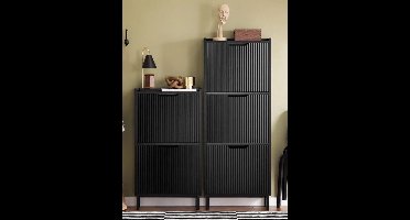 Schoenenkast – Schoenenrek – Schoenenopberger – Schoenenmeubel – Schoenenkast met Kleppen – Smal Ontwerp – MDF Wit – 50x130x19 cm