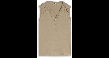 Tom Tailor - Henley-top met plooien - Maat M - Silver Olive