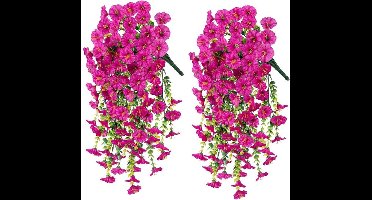 2 stuks uv-bestendige kunstbloemen voor buiten, 75 cm realistische bougainvillea-bloemen van kunstzijde, nep hangplanten voor op de veranda of het balkon