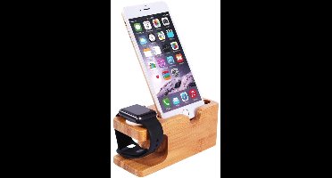 Eko, Oplaadstandaard voor Apple Watch en Geschikt voor Apple iPhone 2 in 1 in Bamboe, Geel