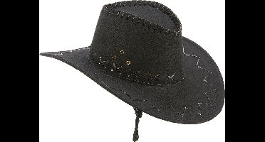 Vegaoo - Zwarte cowboy hoed voor volwassenen - Zwart - Uniek Formaat