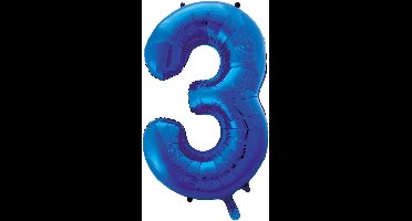Blauwe folie ballonnen cijfer 3.