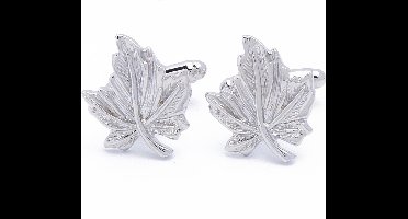 Manchetknopen - Blad Eikenblad Bladeren Zilverkleurig