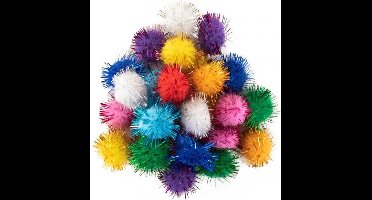 Pom Pom glitter assorti 2 cm.