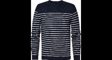 Petrol Industries - Heren Gestreepte Trui Bridgeview - Blauw - Maat XL