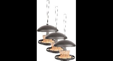 3x stuks kunststof vogel voedersilos 16 cm aan hanger - Voederbak/voederschaal van kunststof