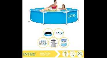 Intex Metal Frame Zwembad - Opzetzwembad - 244x51 cm - Inclusief Solarzeil Pro, Onderhoudspakket, Zwembadpomp, Filter en Onderhoudsset