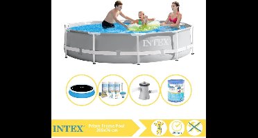 Intex Prism Frame Zwembad - Opzetzwembad - 305x76 cm - Inclusief Solarzeil Pro, Onderhoudspakket, Zwembadpomp en Filter