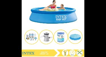 Intex Easy Set Zwembad - Opblaaszwembad - 244x61 cm - Inclusief Solarzeil, Onderhoudspakket, Zwembadpomp en Filter